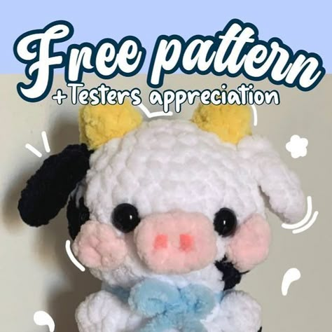 Maria🍉 on Instagram: "🤍FREE PATTERN🤍 lula the chubby cow🐮 . . . feel free to repost but you have to give me a credit for sure . . Tag me if you used the pattern , I would be more than happy to see your work!! . . This pattern is beginner friendly + good to practice changing colors . . Thanks again to all of my amazing testers who helped me to make this pattern flawless as possible💗 . . . . . . . . . . . #freepatterncrochet #freepatterncrochet #free #crochet #patternfree #freeamigurumipatterns #freecowpattern #freecowamigurumipattern #amigurumifreepattern #freecrochetpatterns #freepatternamigurumi #freeamigurumipattern #patternfreeamigurumi #cowpattern #crochetcow #amigurumi #testersappreciation #amigurumicow #cowamigurumi #crochetcow #cowcrochet #beginnerpattren #freecrochetpattern #c Cow Squishmallow Crochet Pattern Free, Free Cow Crochet Patterns, Crochet Cow Pattern Free, Cow Crochet Pattern Free, Cow Crochet Pattern, Free Crochet Tutorials, Cow Crochet, Crochet Butterfly Pattern, Crochet Dog Patterns