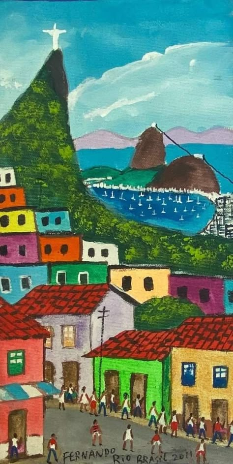 Brasil Aesthetic Art, Brazil Painting, Brazil Drawing, Brazil Art, Blackout Poetry, Magical Rainbow, Landscape Drawings, Mural Wall Art, Urban Sketching