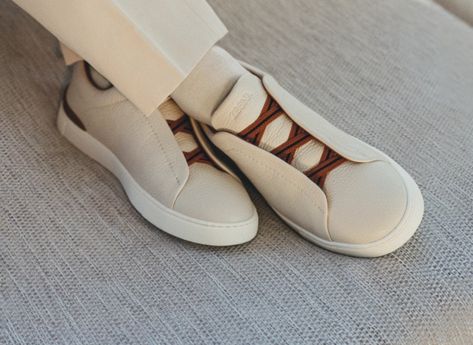 Zegna Triple Stitch Sneakers Off White Contemporary Wardrobe Design, Stitch Sneakers, Kieran Culkin, Contemporary Wardrobe, Mens Trendy Outfits, Zegna Shoes, Ermenegildo Zegna, Wardrobe Design, Italian Luxury