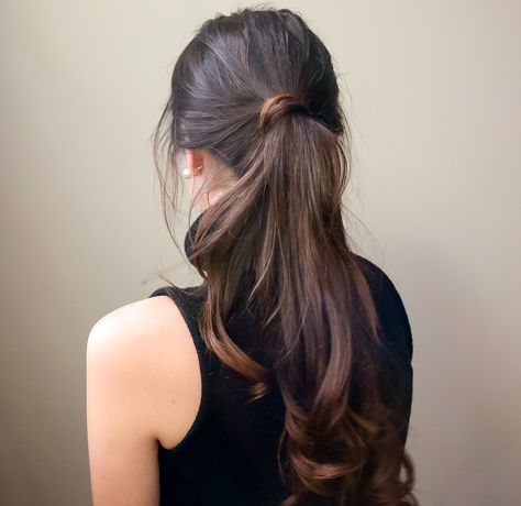 Long Brown Hair Ponytail, Dark Brown Hair Ponytail, Dark Hair Ponytail, Low Messy Ponytail, Relaxed Ponytail, Aura Core, Brown Hair In A Ponytail, Brown Hair Ponytail, Trendy Ponytail Hairstyles