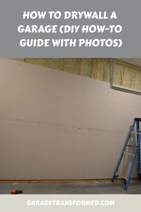 How to Drywall a Garage (DIY How-To Guide with Photos) Drywall Garage Walls, Finish Garage Walls Cheap, Garage Drywall, Painted Garage Walls, Garage Transformation, Drywall Tape, Drywall Mud, Drywall Ceiling, Garage Diy