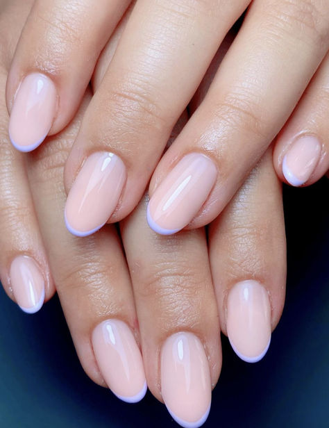 Micro French Nails Round, Micro French Manicure Color, Simple Clear Nail Designs, Simple Dip Nail Designs, Coloured French Tip Nails, Micro French Tip Nails, French Manicure Colors, Micro French Tip, Colored French Manicure