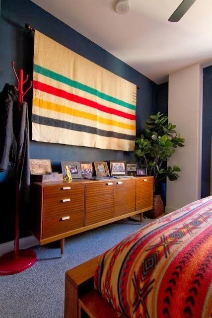 The Hudson's Bay Point Blanket / Pendleton Glacier National Park Blanket via @dcwdesign blog. Hudson Bay, Bed Room, The Wall, Bed, Wall