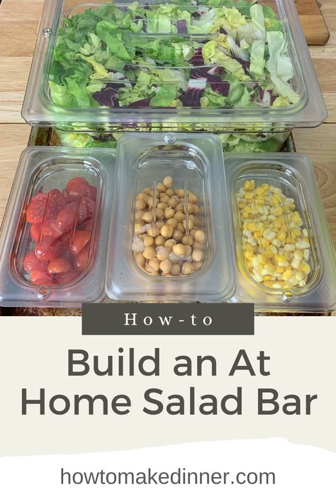 Salad Fridge Storage, Homemade Salad Bar, Diy Salad Bar Party, Salad Toppings Bar, Salad Bar In Kitchen, Salad Bar At Home Ideas, Storing Salad In The Fridge, Salad Prep Containers, Salad Container Ideas