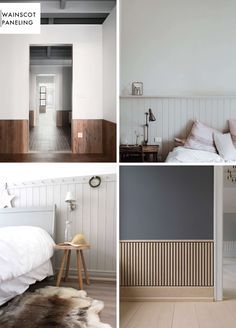 How To Add Character And Charm To Boring Architecture And Houses Wainscoting Paneling Mid Century Modern Wall Paneling, Mid Century Modern Wainscoting, Mid Century Wall Paneling, Mid Century Wainscoting, Shiplap Bottom Half Wall, Half Paneled Walls Bedroom, Wainscoting Paint Ideas, Half Paneled Walls, Batten Panelling