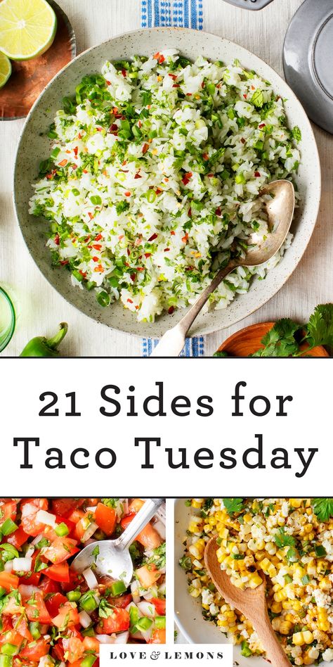 Taco Bar Recipes, Taco Tuesday Ideas, Mexican Sides, Sides With Tacos, Taco Tuesday Recipes, Taco Side Dishes, Mexican Side, Gourmet Tacos, Mexican Side Dishes