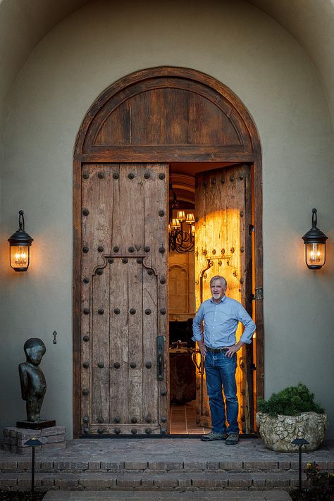 Medieval Front Door, Spanish Front Door, Santa Fe Architecture, Front Door Metal, Spanish Doors, Wooden Front Door, Medieval Door, Castle Doors, Colonial Times