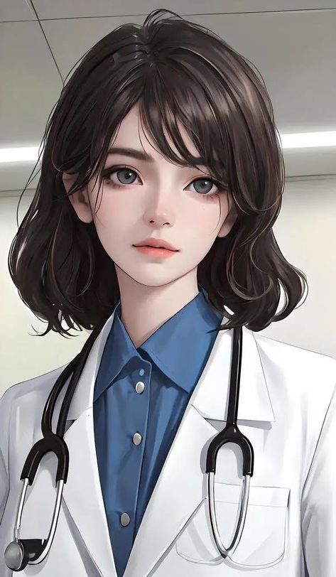 Female Doctor Drawing, Anime Doctor Woman, Anime Doctor Drawing, Female Doctor Art, فنسنت فان جوخ, Doctor Drawing, Fake Insta, Aesthetic Doctor, Anime Show