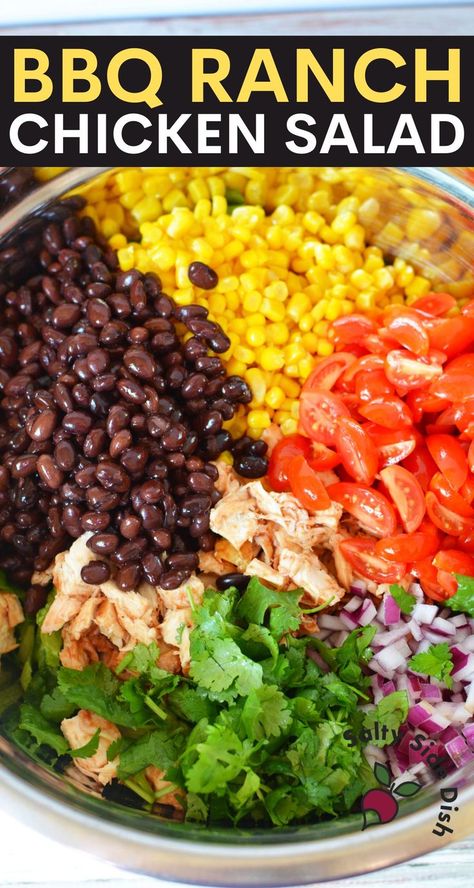 Pioneer Woman Hickory Bbq Chicken Salad, Ranch Bbq Sauce, Barbecue Chicken Salad Recipe, Sides With Bbq Chicken, Bbq Ranch Salad, Summer Salads For Bbq, Barbecue Ranch Chicken Salad, Bbq Chicken Side Dishes, Bbq Ranch Chicken Salad