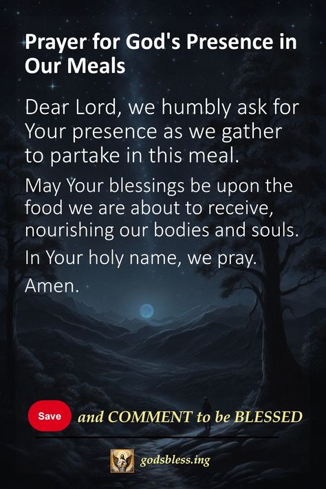 Prayer for God's Presence in Our Meals Prayer For Eating, Prayer To Say Before Eating, Prayers For Mealtime, Prayer For Meal Time, Prayer For Food Blessing, Prayers For Grace, Gods Grace Quotes Spiritual Inspiration, Grace Prayers Before Meals, Prayer Over Food