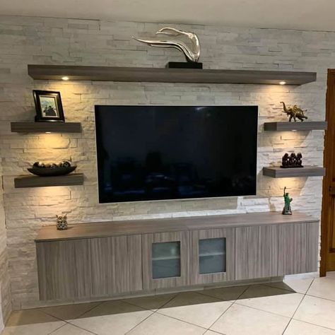 Tv Wall Design Luxury Tvs, Tv Wall Design Luxury, Luxury Tv Wall, Modern Apartment Decor, Tv Cabinet Design, Villa Design Architecture, Modern Tv Wall, Tv Wall Decor, Living Room Decor Fireplace