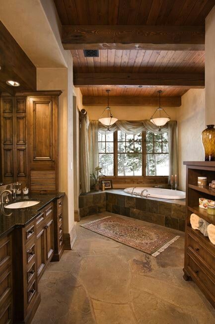 . Drømme Bad, Rustic Bathroom Designs, Interior Design Rustic, Rustic Bathrooms, Dream Bathrooms, Rustic Bathroom, Style At Home, Rustic Interiors, Beautiful Bathrooms