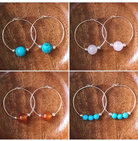 Quartz Hoop Earrings, Chakra Healing Stones, Boho Hoop Earrings, Handmade Hoop Earrings, Turquoise Hoop Earrings, Gemstone Hoop Earrings, Turquoise Hoops, Boho Style Earrings, Diy Jewelry Inspiration