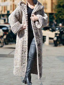 Loose Coats, Daily Home Workout, Knit Hoodie, Home Workout, Knit Fashion, Knitted Bags, Long Cardigan, Winter Scarf, Abs Workout