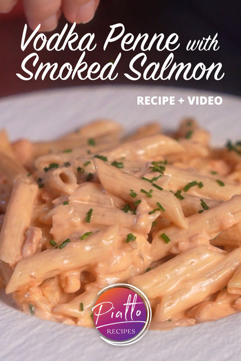 Vodka Salmon Pasta, Salmon Vodka Sauce Pasta, Vodka Penne, Pasta With Smoked Salmon, Smoked Salmon Pasta Recipes, Salmon Recipe Videos, Clam Sauce Recipe, Spring Pasta Recipes, Creamy Vodka Sauce