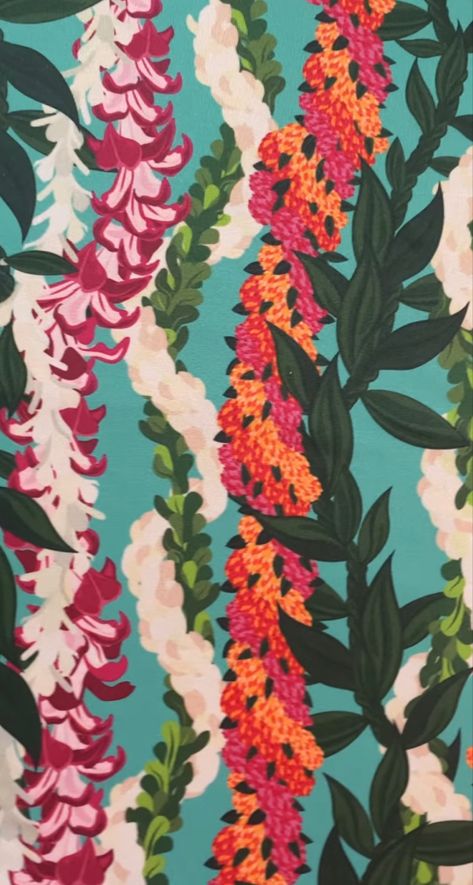 Hawaiian Lei Wallpaper, Vintage Hawaii Wallpaper, Vintage Hawaiian Aesthetic, Vintage Hawaiian Wallpaper, Hawaii Print Pattern, Abstract Hawaiian Art, Vintage Hawaiian Print, Hawaiian Background Wallpapers, Native Hawaiian Flowers