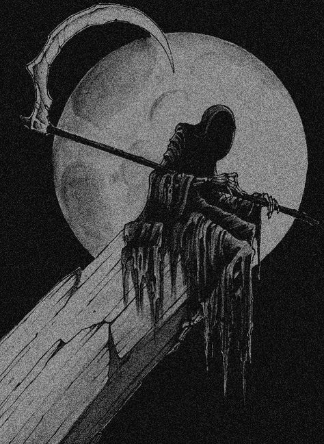 Grim Reaper Wallpaper Aesthetic, Grim Reaper Tattoo, Night Walkers, Grim Reaper Art, Moon Song, Phoebe Bridgers, San Michele, Dark Pictures, Dark Art Illustrations