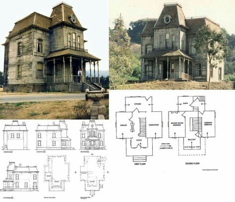 Victorian Mansion Floor Plans, Gothic Victorian House Plans, Victorian House Floor Plans, Bates Motel House, Gothic House Plans, Gothic Victorian House, Vintage Floor Plans, Victorian House Plans, Creepy Houses