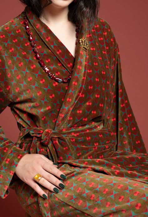 Designed in Marais in France and made in Jaipur (world famous within the textile industry for its luxurious fabrics and designs) these opulent dressing gowns are crafted from soft-to-the-touch cotton velvet in jazzy, travel-inspired prints. If you're looking to upgrade your loungewear collection, these are exactly what you need. Weighty, soft and seriously luxurious velvet dressing gowns. More Information One size. Made of cotton velvet with two front pockets and a matching belt. We recommend sp Aberdeen, Tall Pillar Candles, Velvet Dressing Gown, Dressing Gowns, Textile Industry, Travel Inspired, Cotton Velvet, Kimono Fashion, World Famous