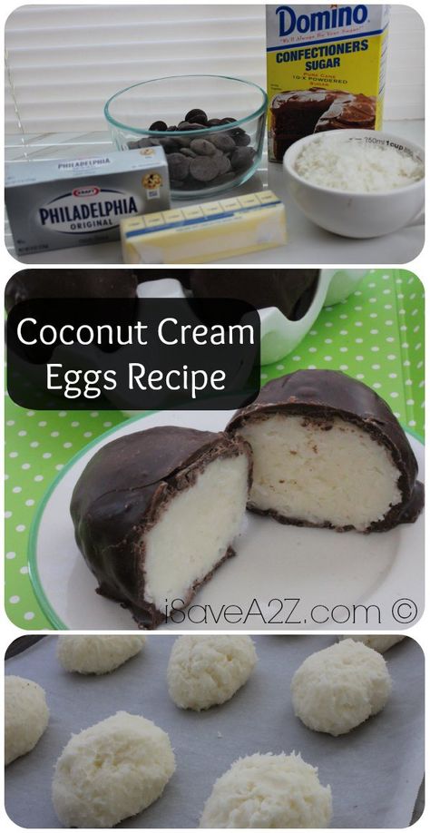 Coconut Cream Eggs Recipe Coconut Cream Eggs Recipe, Coconut Cream Eggs, Filled Eggs, Mounds Bar, Cream Eggs, Easter Egg Candy, Easter Sweets, Candy Truffles, Easter Food