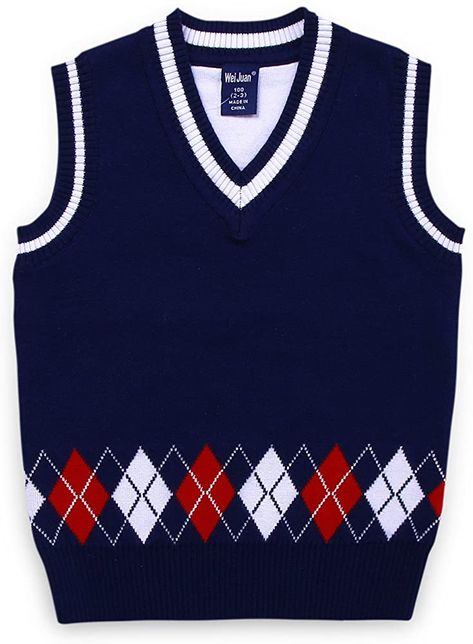 Amazon.com: Infant Boys Waistcoat 100% Cotton Soft Sleeveless V Neck Winter Daily School Uniform Activewear 2-3T Navy Blue: Clothing Checker Vest, School Sweater, شال كروشيه, Kids Vest, Argyle Sweater Vest, Boys Vest, Toddler Sweater, Boys Knits, Girls Outerwear