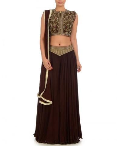 Haute Couture, Couture, Indian Bridal Wear, Long Jacket Lehenga, Bollywood Wedding Dress, Indian Lehenga Choli, Curated Outfit, Chocolate Brown Color, Choli Designs