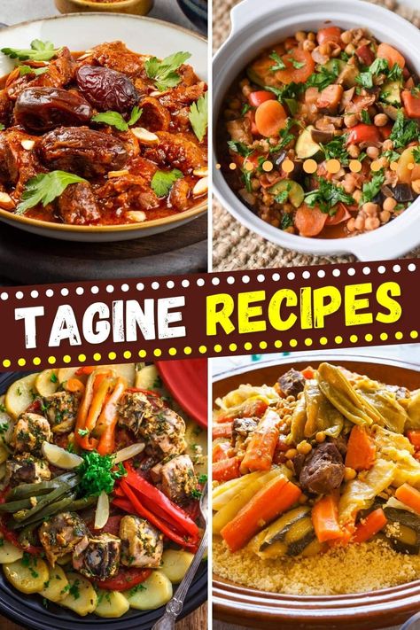 These Moroccan tagine recipes will add some flair to your table! From chicken to beef, to lamb, and more, you'll love these exotic dishes. Moroccan Tagine Recipes Vegetarian, Pork Tagine Recipes, Lamb Tagine Recipe Morocco, Vegetarian Tagine Recipes, Moroccan Beef Recipes, Mediteranian Diet Recipes Healthy, Chicken Tagine Recipes, Mediterranean Diet Chicken Recipes, Beef Tagine Recipes