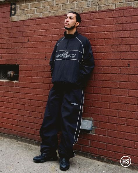 The latest selection from Awake NY is here, arriving straight from the Big Apple.⁠ ⁠ It features a vast range of products — including tight-fitting skully beanies, retro knit shirts, and baggy, graphic tracksuits — adorned with various takes on the label's signature branding.⁠ ⁠ To celebrate Angelo Baque’s brand being stocked at the Highsnobiety Shop for the first time, we asked our staff to select their favorite Awake NY product available now. Swipe left to see what they picked.⁠ ⁠ Hit the l... Baggy Tracksuit Pants, Sweatsuit Photoshoot Ideas, Baggy Tracksuit Outfit, Tracksuit Photoshoot, School Tracksuit, Baggy Tracksuit, Knit Shirts, Awake Ny, Track Suits