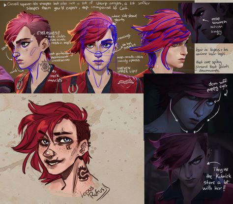 Arcane Art Style Reference, Arcane Style Art Study, Arcane Reference Sheet, Arcane Art Study, Arcane Artstyle Tutorial, Arcane Face Study, Arcane Style Art, Arcane Style Study, Arcane Art Style Tutorial