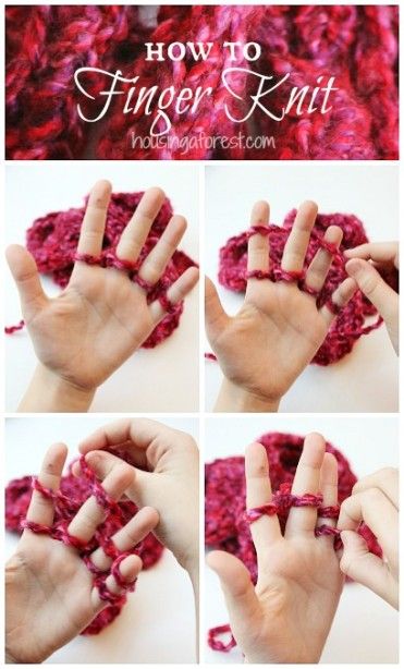 Simple Finger Knitting Project Finger Knitting Projects, Finger Crochet, Finger Knitting, Knitting Instructions, Tea Cozy, Arm Knitting, Yarn Projects, Simple Valentine, Knitting Tutorial