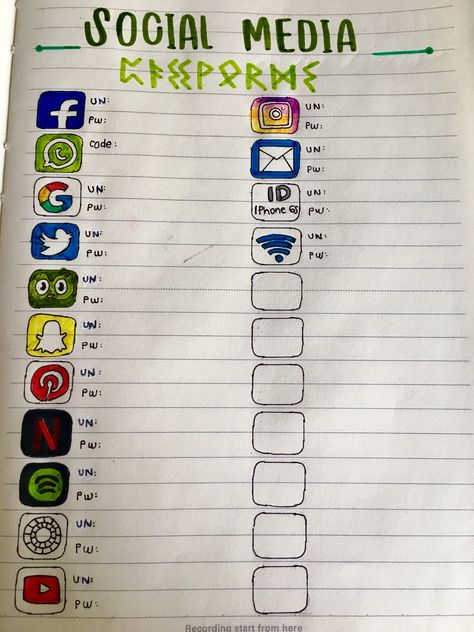 Social Media Passwords, Media Sosial, Bullet Journal, Social Media, Media, Quick Saves