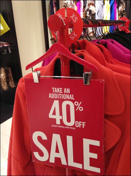 Decorative Red Hangered Sale Main Retail Clothing Racks, Sale Advertisement, Sale Signage, Price Signs, Shopper Marketing, Store Signage, Retail Signage, Sale Windows, Store Window Displays