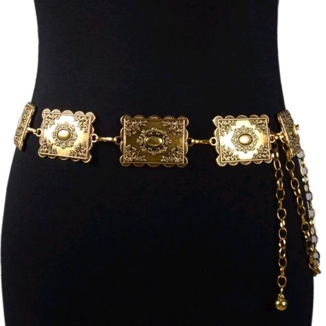 Women's Vintage Style Brassy Gold Toned Chain Belt New In Boutique Jewelry Belt, Oc Outfits, Gold Belt, Royal Dresses, Gold Belts, Belt Style, Chain Belt, Body Chain Jewelry, Chain Jewelry