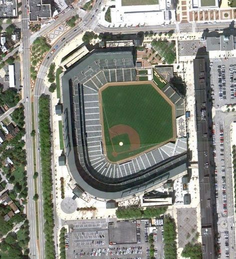 MLB: All 30 Major League Baseball Stadiums As Viewed From Space - Business Insider Mlb Stadium, Major League Baseball Stadiums, Safeco Field, Angel Stadium, Target Field, Mlb Stadiums, Camden Yards, Baltimore Orioles Baseball, Busch Stadium