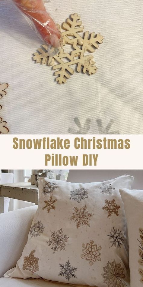 Diy Painted Pillow Covers, Christmas Pillow Covers Diy, Christmas Pillows Diy Sewing Projects, Christmas Pillows To Make, Diy Christmas Pillow Covers, Diy Christmas Pillows, Diy Pillow Designs, Pillow Case Crafts, Snowflake Pillows