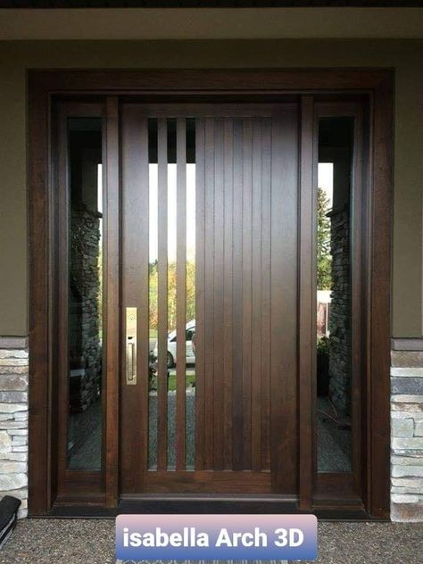 Glass And Wood Door Design, Types Of Glass For Doors, Wood And Glass Door, Wood Door Design, Pagar Modern, Tor Design, Pintu Interior, Glass Door Design, Modern Entrance Door