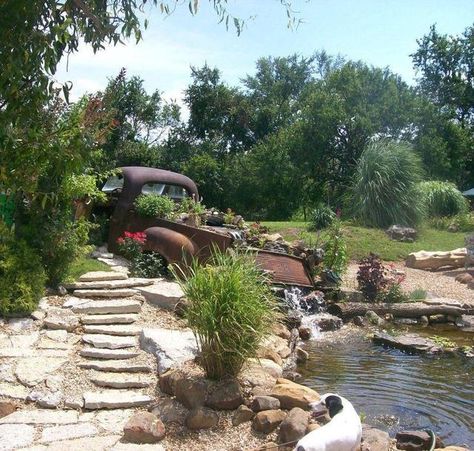 Small Pond, Old Truck, Garden Pond, Ponds Backyard, A Pond, Small Backyard Pools, Shade Garden, Pool Designs, Backyard Pool