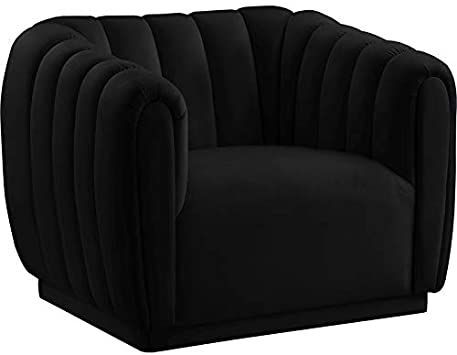 Meridian Furniture 674Black-C Dixie Collection Modern | Contemporary Velvet Upholstered Chair with Deep Channel Tufting, 42" W x 37" D x 32.5" H, Black Black Velvet Chair, Classy Furniture, Wood Rocking Chair, Brown Chair, Contemporary Chairs, Meridian Furniture, Velvet Chair, Modway Furniture, Velvet Armchair