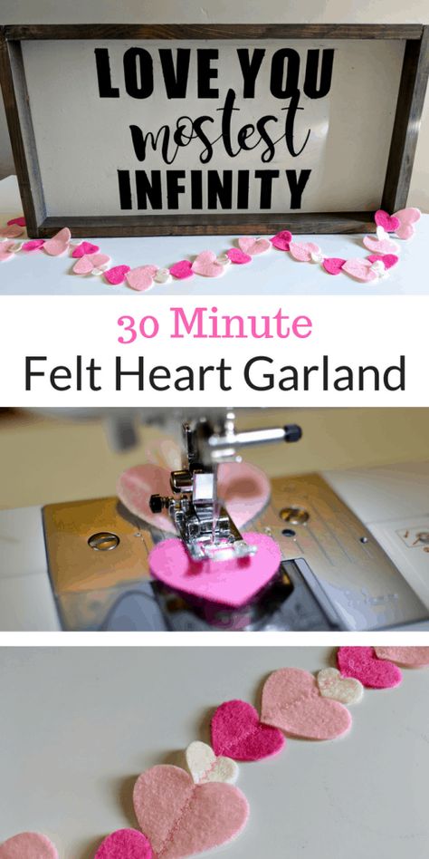 Diy Valentines Crafts Decoration, Fabric Hearts How To Make, Valentine Garland Ideas, Felt Valentine Crafts, Valentines Day Sewing Projects, Valentines Sewing Projects, Valentine Garland, Diy Valentine's Day Decorations, Diy Valentines Decorations