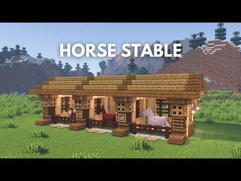 Minecraft Stables Horses, Minecraft Builds Horse Stable, Mincraft Idea Horse Stable, Minecraft Stable Build, Minecraft Farm On Hill, Stables In Minecraft, Minecraft How To Build Houses, Horse Minecraft Build, Horse Farm Minecraft