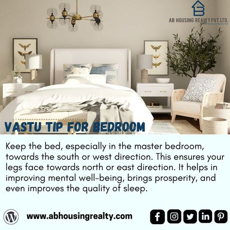 North West Bedroom, House Vastu, East Direction, Interior Tips, Feng Shui Tips, Apartment Bedroom, Vastu Shastra, Master Bedrooms Decor, The Master