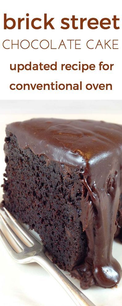 Brick Street Chocolate Cake for CONVENTIONAL Oven. All your dreams of a rich, dense chocolate cake. Bakes in a regular oven. Rich chocolate ganache icing! Dense Chocolate Cake, Chocolate Ganache Icing, Brick Street, Ganache Icing, Baking Cocoa, Conventional Oven, Chocolate Icing, Köstliche Desserts, Cake Chocolate