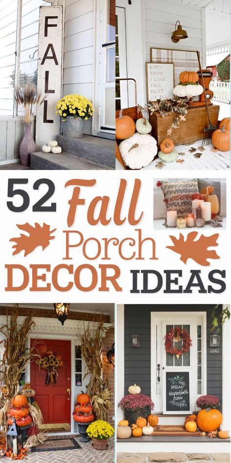 40+ DIY Fall Porch Decoration Ideas to Transform Your Space Diy Fall Porch Decorations, Fall Porch Decorations, Rustic Fall Porch, Small Front Porch Decor, Porch Decoration Ideas, Harvest Porches, Pumpkin Flower Pots, Fall Porch Decor Ideas, Rustic Front Porch