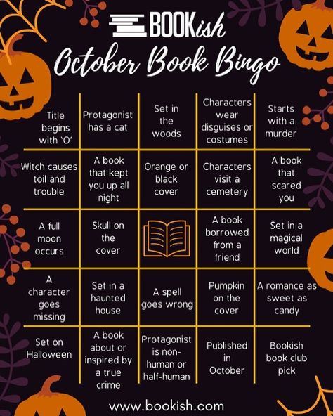 Bookish.com on Instagram: “Happy Booktober, readers! Are you planning to fill your October TBR with spooky reads? 🎃📚🎃 To score a bingo, you’ll need to read at least…” Bookish Bingo, Book Bingo, October Reading, Reading Bingo, October Books, Reading List Challenge, October Halloween, Book Challenge, Halloween Books