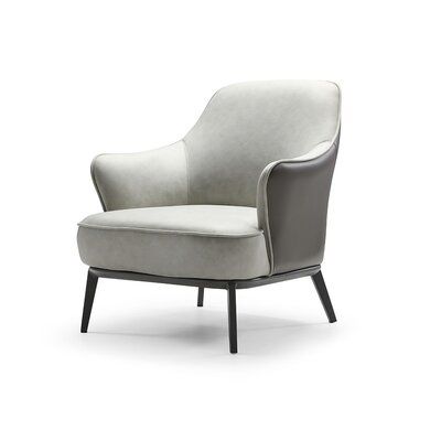 Corrigan Studio® Leisure chair, light gray waterproof fabric on the seat and back of the front of the chair, and dark gray faux leather on the back with sanded black coated steel legs. | Corrigan Studio® Mckinnie 29" Wide Armchair, Fabric/Faux Leather/Velvet, Size 32"H X 29"W X 32"D | Wayfair Velvet Accent Chair, Leisure Chair, Living Room Accents, Modern Armchair, Single Sofa, Upholstered Arm Chair, Closet Design, Chair Fabric, Water Proof