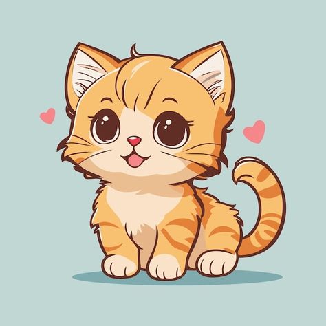 Cat Cartoon Drawing, Kitten Clipart, Cute Cat Cartoon, Cartoon Cat Drawing, Drawings Inspo, Kawaii Cat Drawing, Cartoon Kitten, Kitten Stickers, Cute Cat Drawing