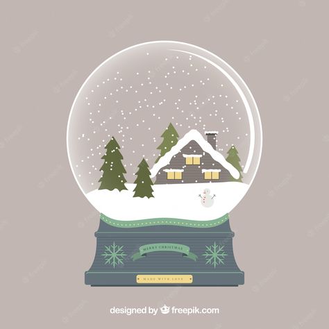 Premium Vector | Snowy house inside a crystal ball Snowy House, Christmas Card Inspiration, Winter Illustration, House Inside, Arte Inspo, 3d Christmas, Christmas Drawing, Christmas Makes, Christmas Snow