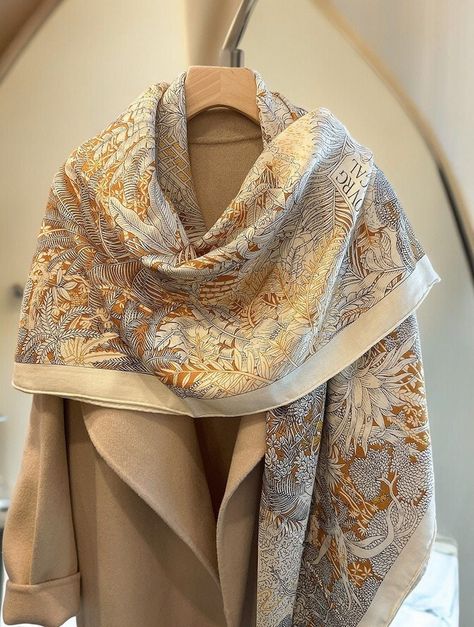 🌟 Elevate Your Everyday Elegance with Our  Silk and Wool Scarf 🌟 Indulge in the epitome of luxury and versatility with our exquisite  Silk and Wool Scarf. Crafted to perfection, this multifunctional accessory is more than just a scarf - it's a statement of timeless sophistication and female elegance. 🌸 Perfect for casual occasions autumn and winter, whether it's a leisurely stroll through the autumn leaves, a springtime picnic in the park,  this silk and wool scarf adds a touch of refinement Scarf Women Winter, Scarf Square, Stole Scarf, Square Silk Scarf, Large Scarf, Silk Shawl, Wool Shawl, Silk Wool, 가을 패션