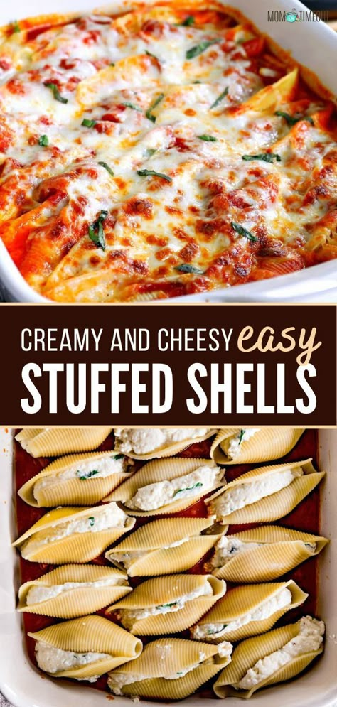 Stuffedshells Cheese, Easy Stuffed Shells, Resep Pasta, Jumbo Pasta Shells, Pasta Shells, Stuffed Shells Recipe, One Pot Dinners, Pasta Dinner Recipes, Stuffed Pasta Shells