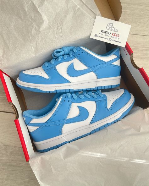 The Nike Dunk Low “University Blue” GS just Restocked in All Sizes 🦋 - Guaranteed 100% Authentic - Ships Within 3 Days Shop Now Link in Bio 🛍️ www.reubenskicks.com 🌐 Nike Blue Dunks, Nike Blue Shoes, Nike Blue, Blue Low Dunks, Blue Nikes, Dunks Blue, Dunk Nike, Blue Nike Dunks, Shoes Blue